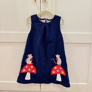 Mini Boden 4-5T Cord appliqué pinafore dress